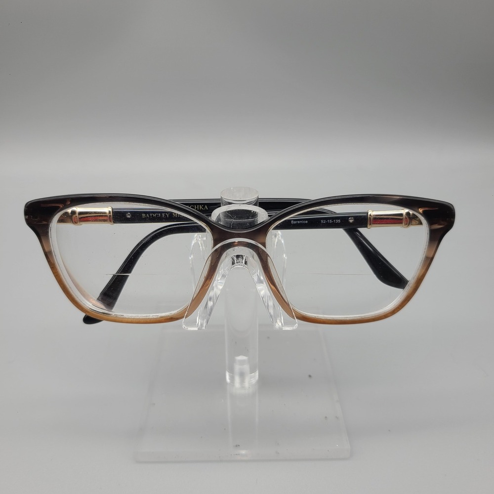 Badgley Mischka Berenice Brown Gradient Eyeglass Frames 52-15-135 Gold Detail